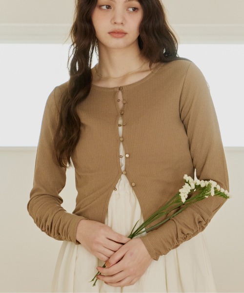 OLUN(オルン)の「sheer cardigan/シアーカーディガン(カーディガン/ボレロ・レディース・アイボリー/ベージュ・FREE)」の2枚目の写真