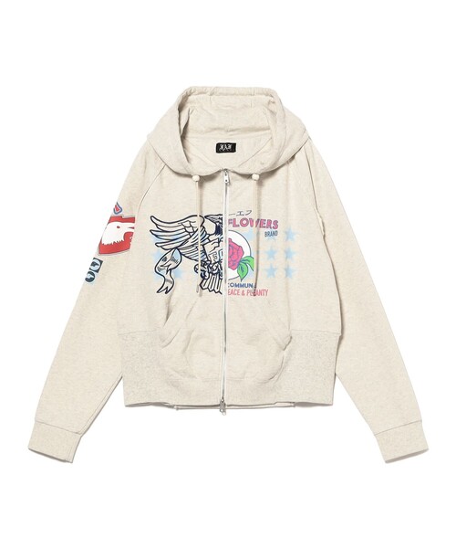 FAF(フェイク アス フラワーズ)の「FAF(Fake As Flowers) / Printed Zip Up Hoodie(パーカー・メンズ・グレー・M/L/XL)」の2枚目の写真