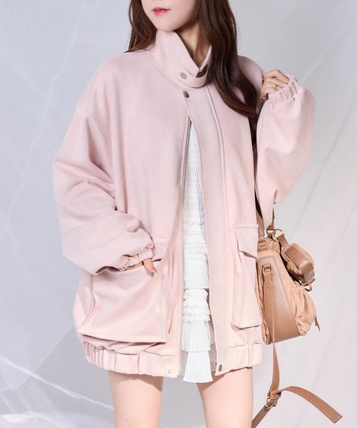 one after another NICE CLAUP(ワンアフターアナザーナイスクラップ)の「オーバーサイズフェイクレザージャケット(ブルゾン・レディース・アイボリー/ブラウン/ピンク・FREE)」の1枚目の写真