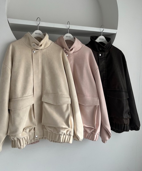 one after another NICE CLAUP(ワンアフターアナザーナイスクラップ)の「オーバーサイズフェイクレザージャケット(ブルゾン・レディース・アイボリー/ブラウン/ピンク・FREE)」の5枚目の写真