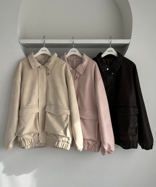 NICE CLAUP フェイクレザージャケット フェイクレザージャケット（ライダースジャケット）｜one after