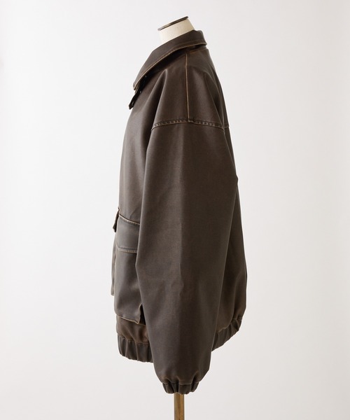 one after another NICE CLAUP(ワンアフターアナザーナイスクラップ)の「オーバーサイズフェイクレザージャケット(ブルゾン・レディース・アイボリー/ブラウン/ピンク・FREE)」の10枚目の写真