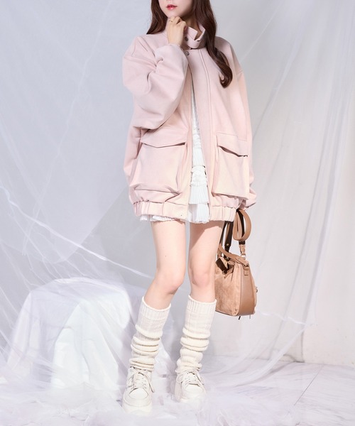 one after another NICE CLAUP(ワンアフターアナザーナイスクラップ)の「オーバーサイズフェイクレザージャケット(ブルゾン・レディース・アイボリー/ブラウン/ピンク・FREE)」の15枚目の写真