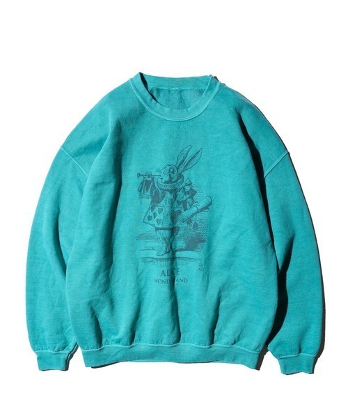 THRIFTY LOOK(スリフティールック)の「THRIFTY LOOK スリフティルック/ "WHITE RABBIT"CREW アリスインワンダーランド(スウェット・メンズ・グリーン/アッシュグレー/ブラック・LARGE/X-LARGE/MEDIUM)」の3枚目の写真
