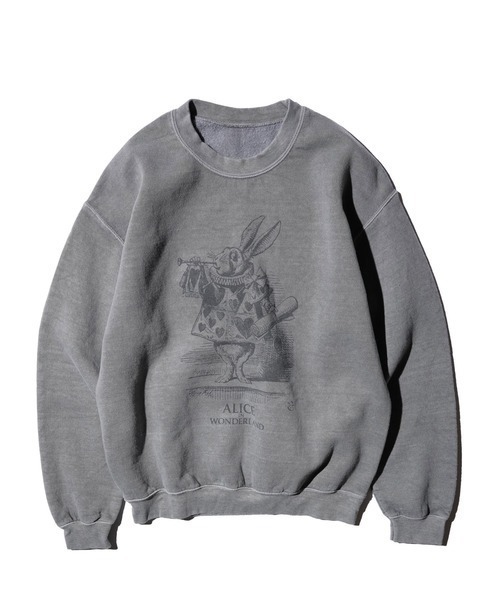 THRIFTY LOOK(スリフティールック)の「THRIFTY LOOK スリフティルック/ "WHITE RABBIT"CREW アリスインワンダーランド(スウェット・メンズ・グリーン/アッシュグレー/ブラック・LARGE/X-LARGE/MEDIUM)」の1枚目の写真