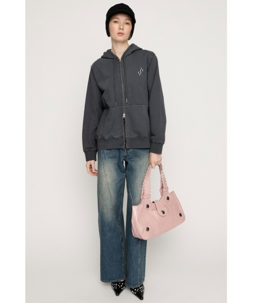 SLY（スライ）の「S. HOODIE ZIP PK エス フーディ ジップパーカー 春服（パーカー・レディース・ライトブラック/杢グレー/カーキ/ピンク・FREE）」の5枚目の写真