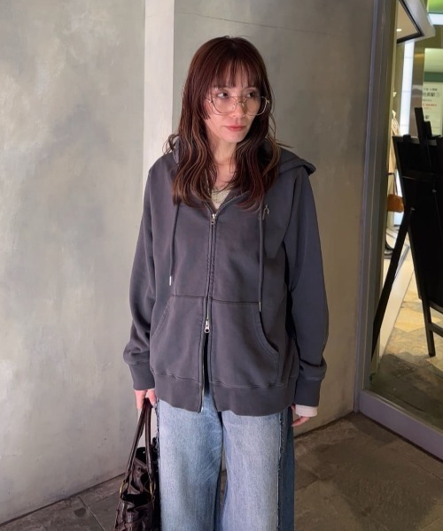 SLY(スライ)の「S. HOODIE ZIP PK エス フーディ ジップパーカー 春服(パーカー・レディース・ライトブラック/杢グレー/カーキ/ピンク・FREE)」の21枚目の写真