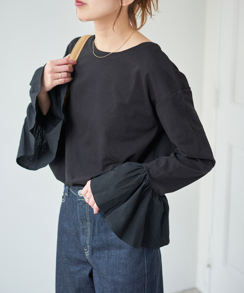 フリルスリーブクルーネックTEE フリルスリーブクルーネックTEE（Tシャツ/カットソー）｜Spick & Span
