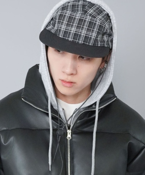 SPINNS(スピンズ)の「2WAYナイロンキャップ/チェック/ユニセックス(キャップ・メンズ・ブラック・ONESIZE)」の3枚目の写真