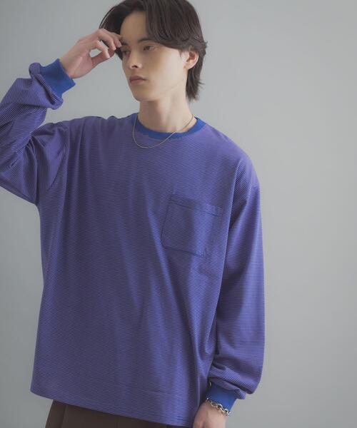 SENSE OF PLACE by URBAN RESEARCH（センスオブプレイスバイアーバンリサーチ）の「ピンボーダーロングスリーブTシャツ（Tシャツ/カットソー・メンズ・グレー/ブルー/ネイビー・MEDIUM/LARGE）」の3枚目の写真