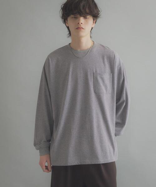 SENSE OF PLACE by URBAN RESEARCH（センスオブプレイスバイアーバンリサーチ）の「ピンボーダーロングスリーブTシャツ（Tシャツ/カットソー・メンズ・グレー/ブルー/ネイビー・MEDIUM/LARGE）」の5枚目の写真