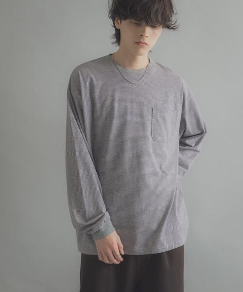 SENSE OF PLACE by URBAN RESEARCH（センスオブプレイスバイアーバンリサーチ）の「ピンボーダーロングスリーブTシャツ（Tシャツ/カットソー・メンズ・グレー/ブルー/ネイビー・MEDIUM/LARGE）」の7枚目の写真