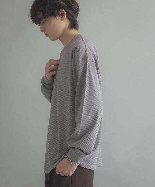 SENSE OF PLACE by URBAN RESEARCH（センスオブプレイスバイアーバンリサーチ）の「ピンボーダーロングスリーブTシャツ（Tシャツ/カットソー・メンズ・グレー/ブルー/ネイビー・MEDIUM/LARGE）」の8枚目の写真