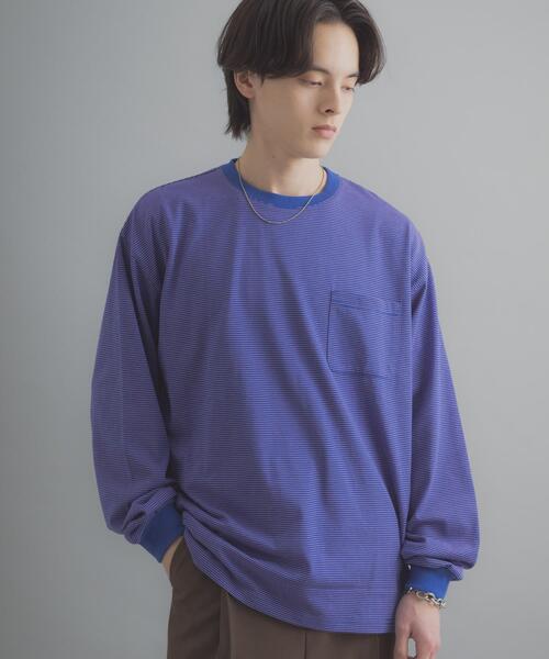 SENSE OF PLACE by URBAN RESEARCH（センスオブプレイスバイアーバンリサーチ）の「ピンボーダーロングスリーブTシャツ（Tシャツ/カットソー・メンズ・グレー/ブルー/ネイビー・MEDIUM/LARGE）」の14枚目の写真