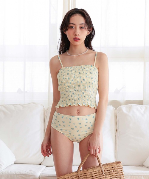 セール】3点セット/シャーリングビキニ×ショートパンツ/水着（水着