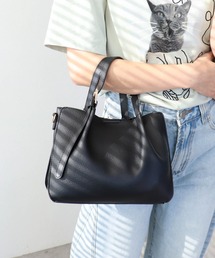 Three Four Time | フェイクレザーショルダーバッグ付きスクエアトート(ショルダーバッグ)