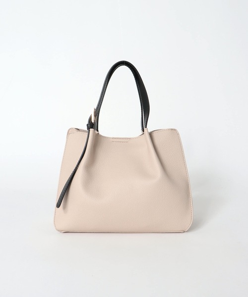 Three Four Time（ｽﾘｰﾌｫｰﾀｲﾑ）の「フェイクレザーショルダーバッグ付きスクエアトート（ショルダーバッグ・レディース・ブラック/アイボリー・FREE）」の18枚目の写真