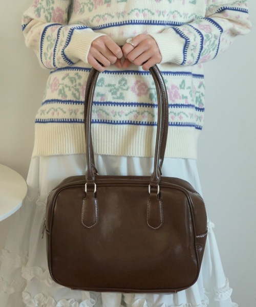 Birthday room（バースデイルーム）の「スクエアボストンBAG/Square Boston Bag（ボストンバッグ・レディース・ブラック/ブラウン・FREE）」の4枚目の写真