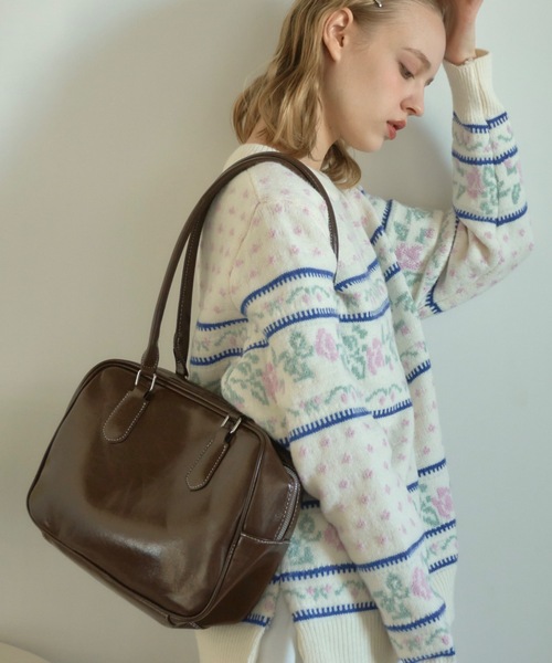 Birthday room（バースデイルーム）の「スクエアボストンBAG/Square Boston Bag（ボストンバッグ・レディース・ブラック/ブラウン・FREE）」の5枚目の写真