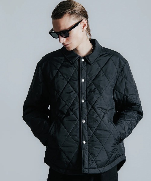 CRIMIE(クライミー)の「CRIMIE/クライミー/DIAMOND QUILT NYLON SHIRT JACKET/ダイヤ キルト ナイロン シャツ ジャケット(その他アウター・メンズ・ブラック・L/XL/XXL)」の1枚目の写真