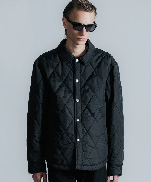 CRIMIE(クライミー)の「CRIMIE/クライミー/DIAMOND QUILT NYLON SHIRT JACKET/ダイヤ キルト ナイロン シャツ ジャケット(その他アウター・メンズ・ブラック・L/XL/XXL)」の2枚目の写真
