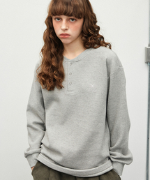 GAKKAI UNIONS（ガッカイユニオンズ）の「リブヘンリーネックワッフルロングスリーブグレー（Tシャツ/カットソー）」