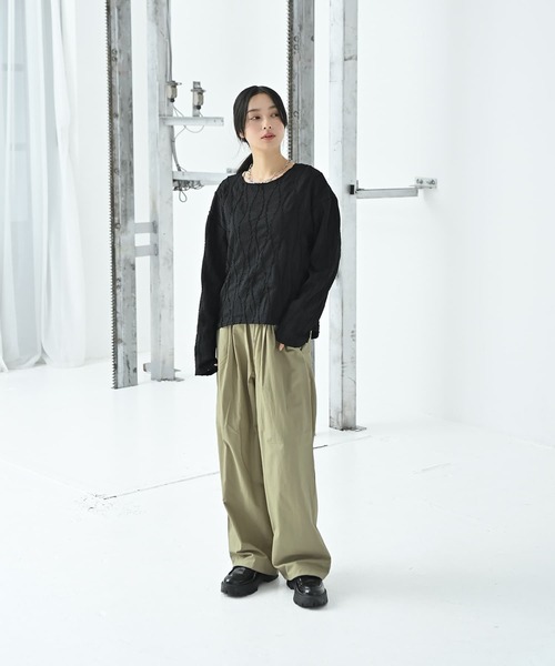 STYLE DELI(スタイルデリ)の「【BLK001】エアリーツイルイージーパンツ(その他パンツ・レディース・ベージュ/ブラック・FREE)」の3枚目の写真