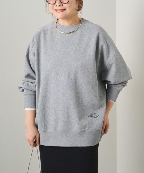 PUAL CE CIN（ピュアルセシン）の「ロゴ刺繍チュニックスウェット（Tシャツ/カットソー・レディース・グレー/オフホワイト/サックスブルー/ピンク/イエロー/オートミール・FREE）」の3枚目の写真