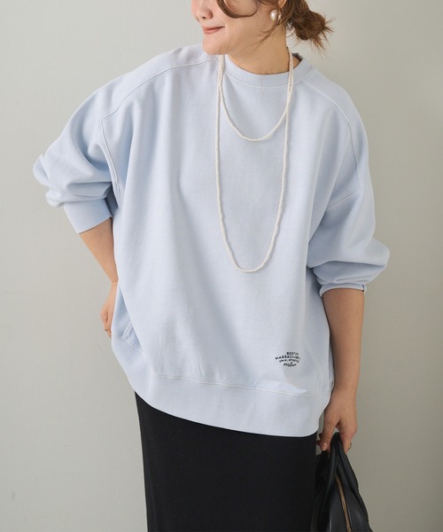 PUAL CE CIN（ピュアルセシン）の「ロゴ刺繍チュニックスウェット（Tシャツ/カットソー・レディース・グレー/オフホワイト/サックスブルー/ピンク/イエロー/オートミール・FREE）」の21枚目の写真