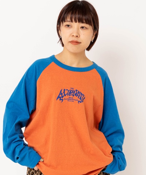 RNA(アールエヌエー)の「M2638 FLAME GHOSTラグランロンT(Tシャツ/カットソー・レディース・ホワイト×ブラック/イエロー/オレンジ・MEDIUM)」の3枚目の写真