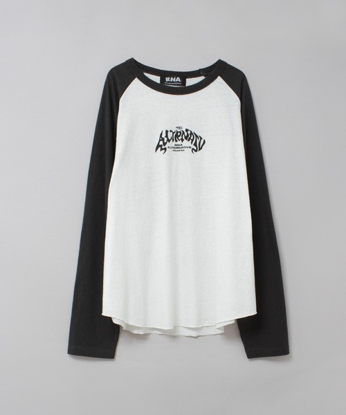 RNA(アールエヌエー)の「M2638 FLAME GHOSTラグランロンT(Tシャツ/カットソー・レディース・ホワイト×ブラック/イエロー/オレンジ・MEDIUM)」の7枚目の写真