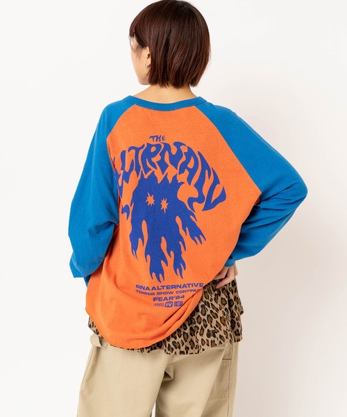 RNA(アールエヌエー)の「M2638 FLAME GHOSTラグランロンT(Tシャツ/カットソー・レディース・ホワイト×ブラック/イエロー/オレンジ・MEDIUM)」の15枚目の写真