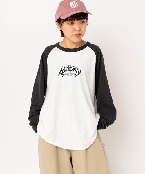 RNA(アールエヌエー)の「M2638 FLAME GHOSTラグランロンT(Tシャツ/カットソー・レディース・ホワイト×ブラック/イエロー/オレンジ・MEDIUM)」の4枚目の写真