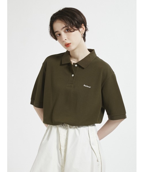 Barbour(バブアー)の「ワンポイントロゴ クロップド ポロシャツJapan Exclusive(レディース)(ポロシャツ・レディース・アイボリー/ブラック/ミント/ブラウン/ピンク・FREE)」の3枚目の写真