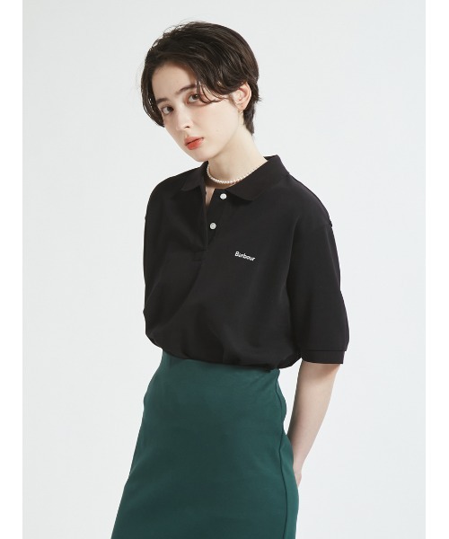 Barbour(バブアー)の「ワンポイントロゴ クロップド ポロシャツJapan Exclusive(レディース)(ポロシャツ・レディース・アイボリー/ブラック/ミント/ブラウン/ピンク・FREE)」の1枚目の写真