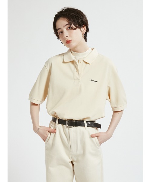 Barbour(バブアー)の「ワンポイントロゴ クロップド ポロシャツJapan Exclusive(レディース)(ポロシャツ・レディース・アイボリー/ブラック/ミント/ブラウン/ピンク・FREE)」の7枚目の写真