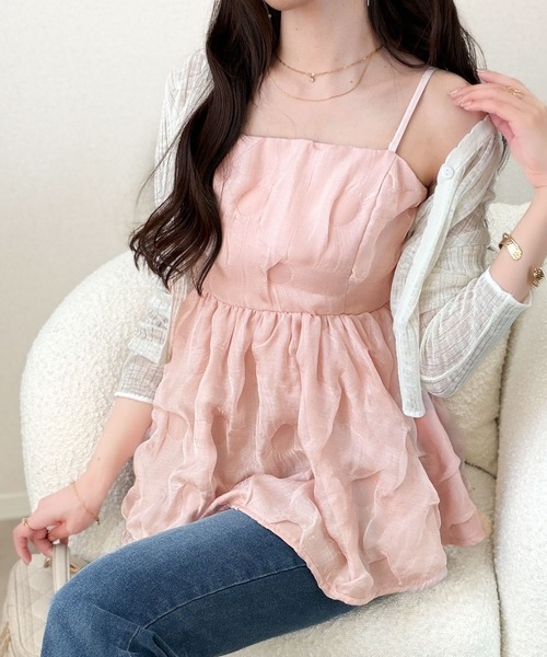 mily bilet(ミウィビレット)の「【mily bilet】表情豊かなポコポコ生地で魅せる、大人フェミニン。2WAYクロスホルターネック キャミソールビスチェ(キャミソール・レディース・ブラック/アイボリー/ピンク・LARGE/MEDIUM/SMALL/X-LARGE)」の8枚目の写真