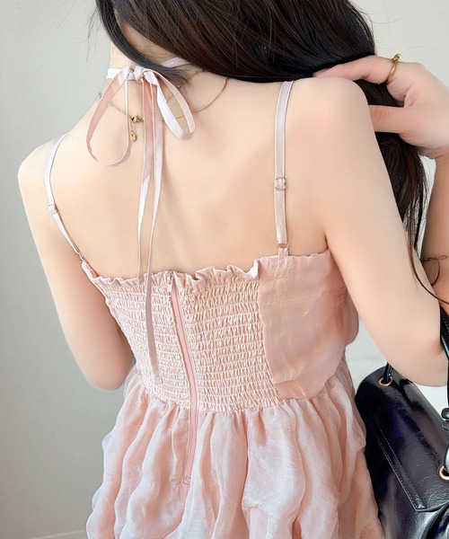 mily bilet(ミウィビレット)の「【mily bilet】表情豊かなポコポコ生地で魅せる、大人フェミニン。2WAYクロスホルターネック キャミソールビスチェ(キャミソール・レディース・ブラック/アイボリー/ピンク・LARGE/MEDIUM/SMALL/X-LARGE)」の13枚目の写真