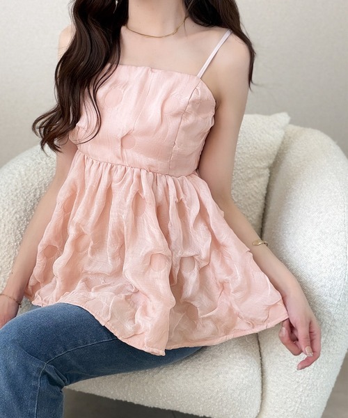 mily bilet(ミウィビレット)の「【mily bilet】表情豊かなポコポコ生地で魅せる、大人フェミニン。2WAYクロスホルターネック キャミソールビスチェ(キャミソール・レディース・ブラック/アイボリー/ピンク・LARGE/MEDIUM/SMALL/X-LARGE)」の9枚目の写真