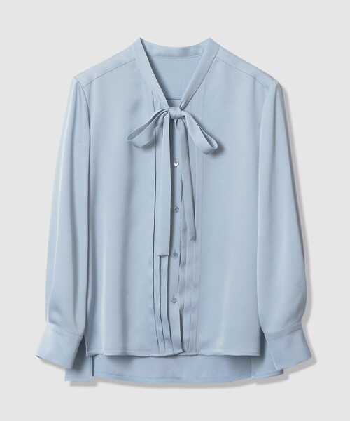 ANAYI(アナイ)の「【セットアップ対応商品】ストレッチダブルサテンボウタック ブラウス(シャツ/ブラウス・レディース・サックスブルー/ホワイト/ネイビー・38/36)」の3枚目の写真