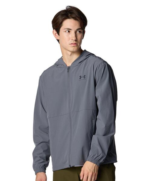 UNDER ARMOUR(アンダーアーマー)の「UAバイブウーブン ウインドブレーカー(ライフスタイル/メンズ)(その他アウター・メンズ・グレー×ホワイト・S/2XL/L/M/3XL/XL)」の1枚目の写真