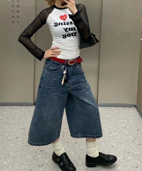 NANEA(ナネア)の「チェックポケット デニムハーフパンツ(デニムパンツ・レディース・ブルー・MEDIUM/LARGE/SMALL)」の11枚目の写真