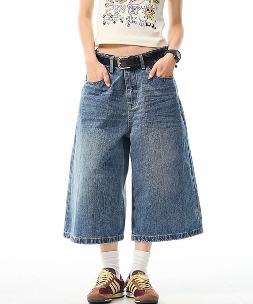 NANEA(ナネア)の「チェックポケット デニムハーフパンツ(デニムパンツ・レディース・ブルー・MEDIUM/LARGE/SMALL)」の10枚目の写真