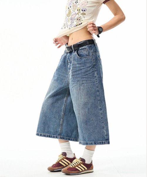 NANEA(ナネア)の「チェックポケット デニムハーフパンツ(デニムパンツ・レディース・ブルー・MEDIUM/LARGE/SMALL)」の9枚目の写真