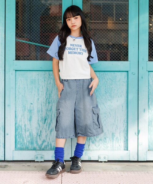 algy（アルジー）の「ワイドハーフパンツ（その他パンツ・キッズ・インディゴブルー/カーキ・160/150/140/130）」の9枚目の写真