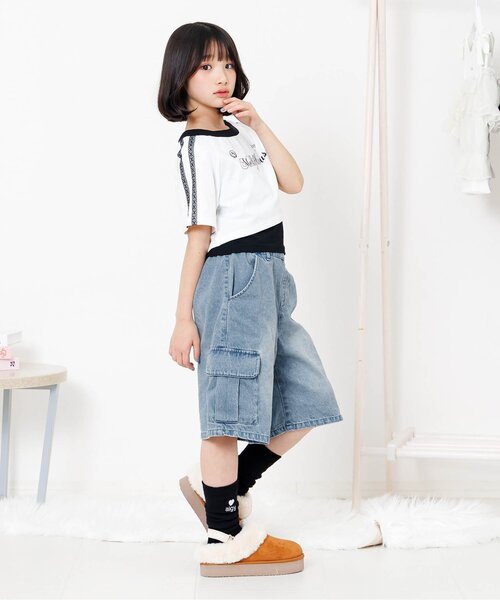 algy（アルジー）の「ワイドハーフパンツ（その他パンツ・キッズ・インディゴブルー/カーキ・160/150/140/130）」の11枚目の写真