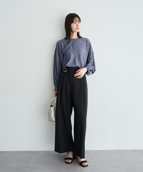 YECCA VECCA（イェッカヴェッカ）の「メタルベルトワイドパンツ（その他パンツ・レディース・ミント/ブラック/ライトベージュ・S/M）」の4枚目の写真