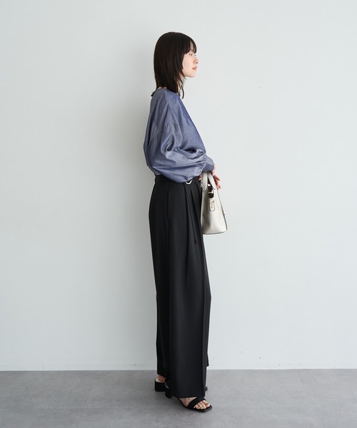 YECCA VECCA（イェッカヴェッカ）の「メタルベルトワイドパンツ（その他パンツ・レディース・ミント/ブラック/ライトベージュ・S/M）」の5枚目の写真