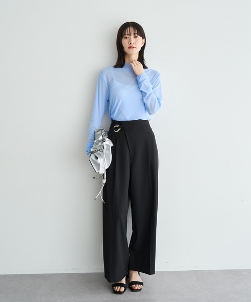 YECCA VECCA（イェッカヴェッカ）の「メタルベルトワイドパンツ（その他パンツ・レディース・ミント/ブラック/ライトベージュ・S/M）」の8枚目の写真