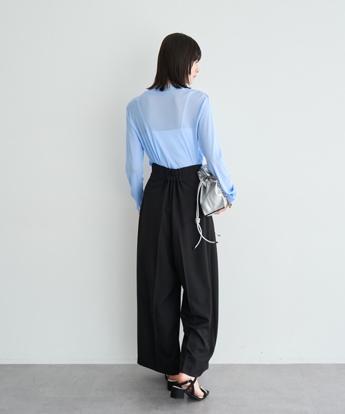 YECCA VECCA（イェッカヴェッカ）の「メタルベルトワイドパンツ（その他パンツ・レディース・ミント/ブラック/ライトベージュ・S/M）」の9枚目の写真